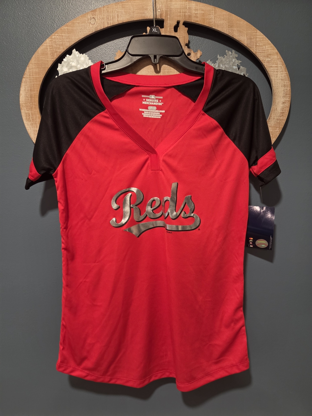 Genuine Merchandise Women's Red and Black V-Neck 'Reds' Top